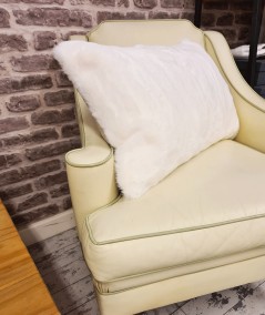 Luxury pale cream faux fur rectangular cushions or pillows