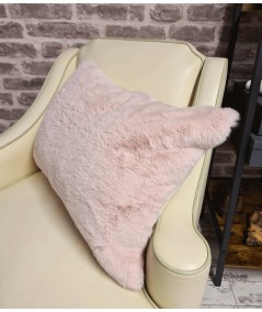 Baby pink faux fur rectangular cushions