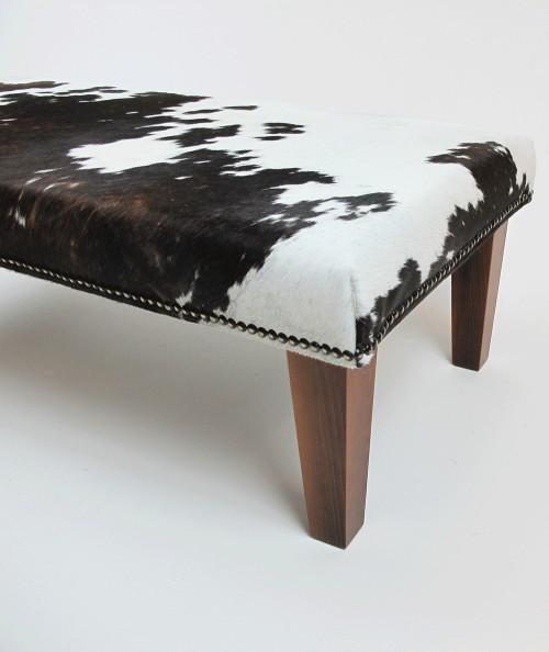 Real cow skin footstool in brown and white 327