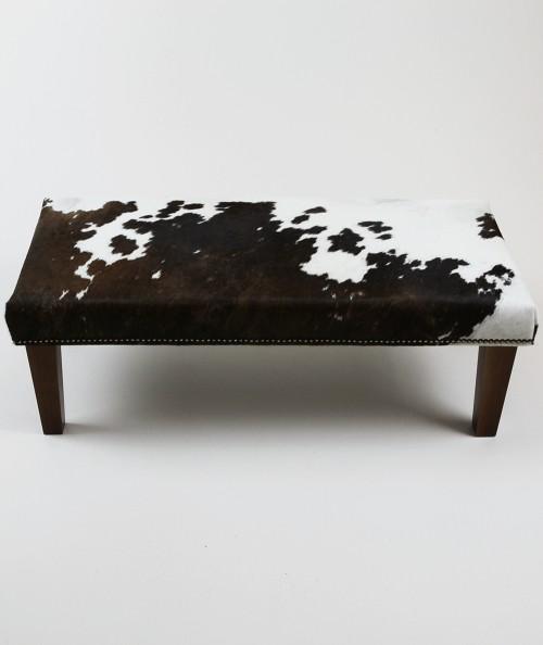 Modern extra large footrest in brown and white cow hide 327