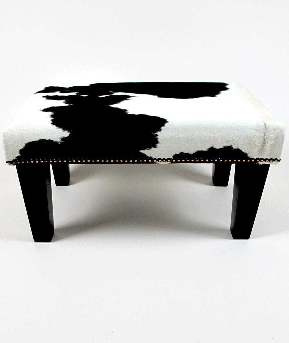 Small Black and White Cowhide Footstool 316