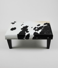 Rectangular black and white cow skin footrest 318