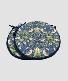 Blue floral bistro seat pads with ties