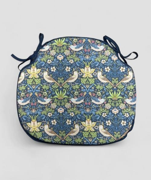 Strawberry Thief Navy Spindle Seat Pad