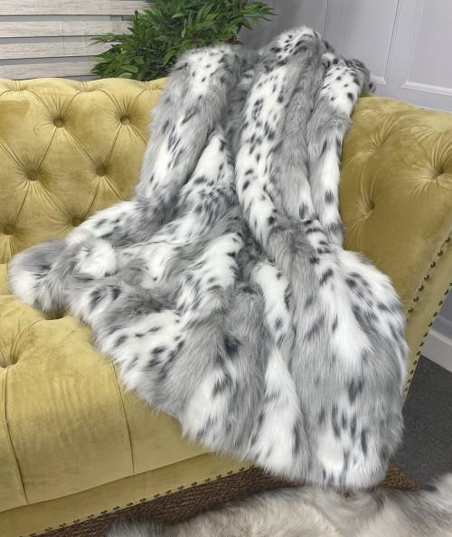 Spotted Lynx Faux Fur Throw