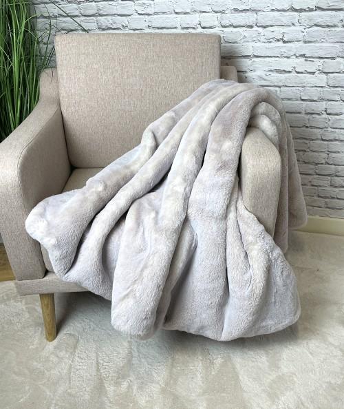 Luxury beige fake fur throw or blanket