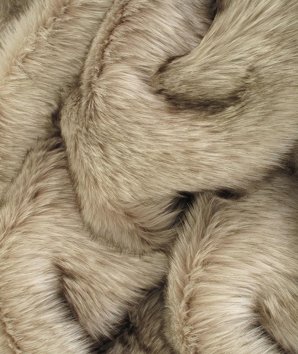 Luxury long haired two-tone faux fur fabric in beige and brown