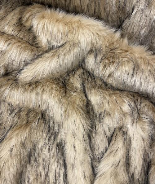 Luxury long haired craft fur in beige tan and black