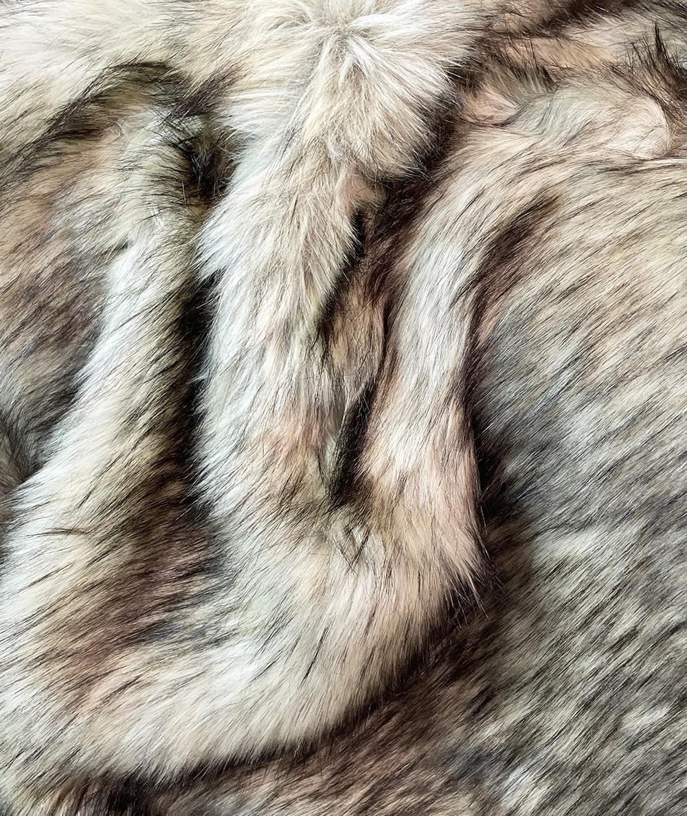 Brown and beige long haired fur craft fabric