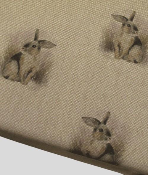 Close up image of the small rabbit print fabric