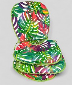 D Shaped Chair Pads In Tropical Leaves Print