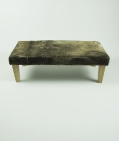 Extra Large Dark Mottled Beige Cowhide Footstool 326