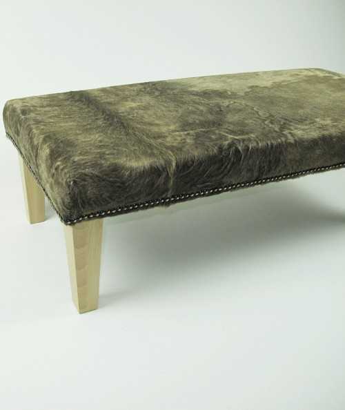 Rare patterned cowhide footstool 326