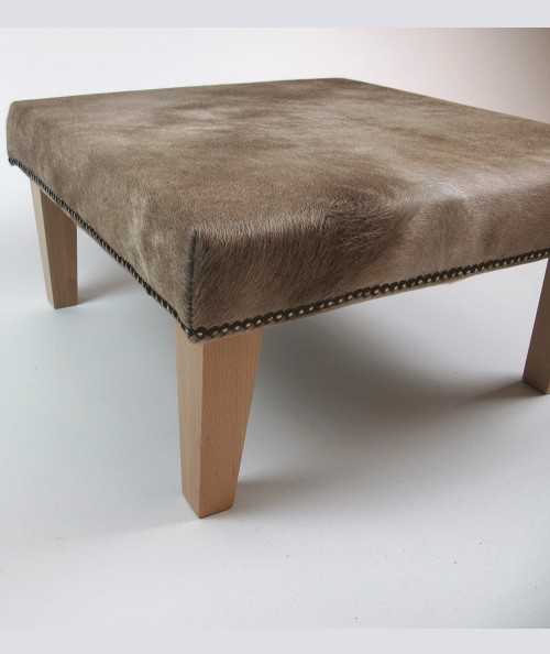 Mottled Beige Cowhide Footstool 328