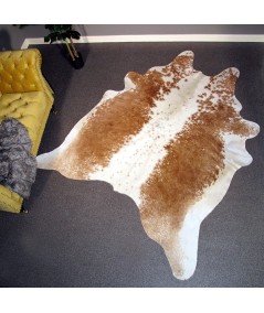 Extra Large Tan and off-white Cowhide Rug CR00141