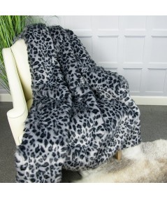 Grey Leopard Faux Fur Throw